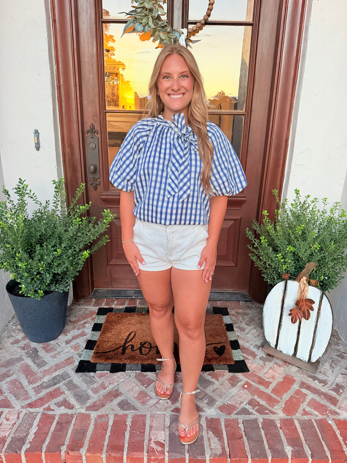 Gingham Puff Sleeve
