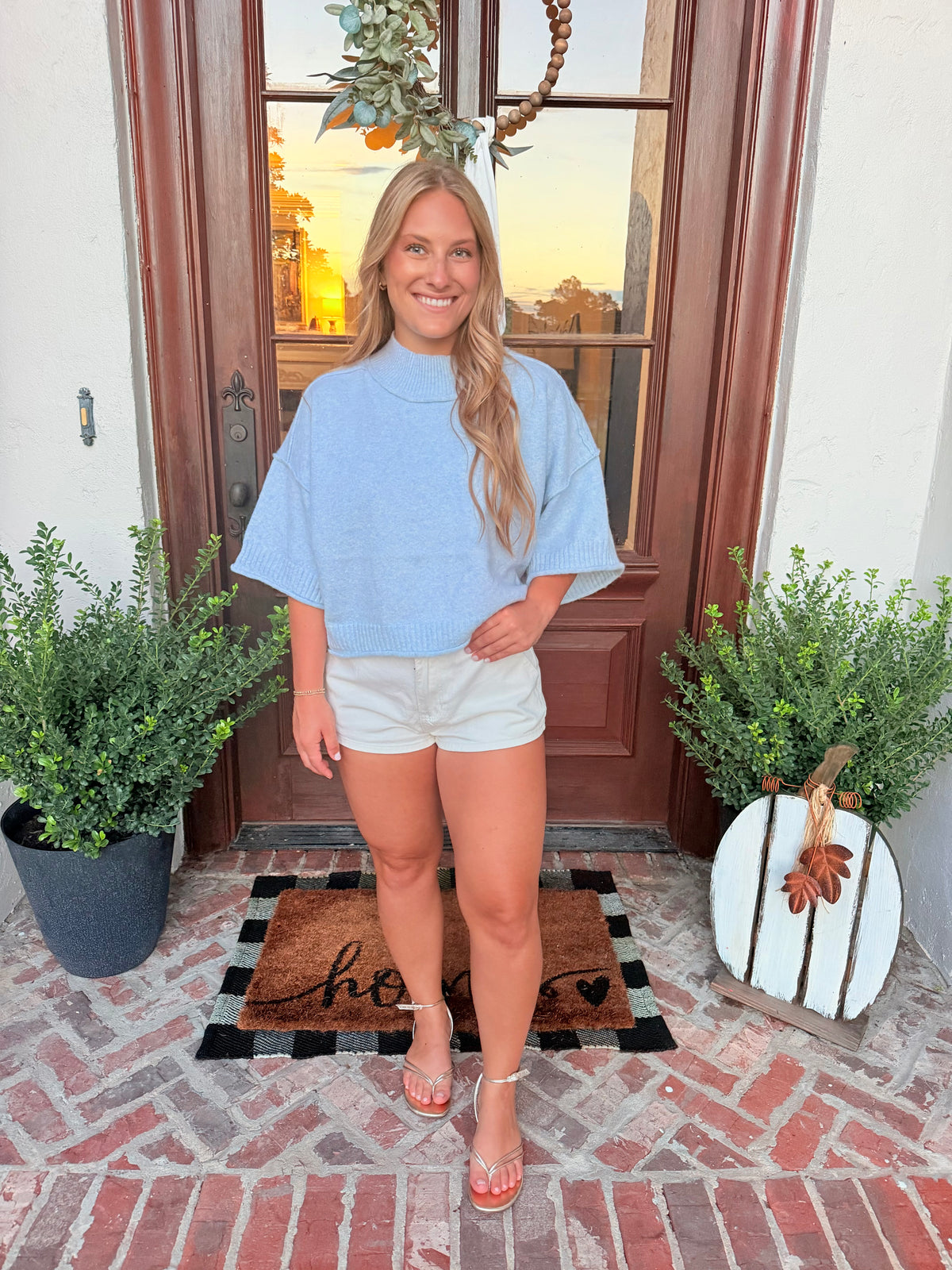 Knit Mock Neck Short sleeve