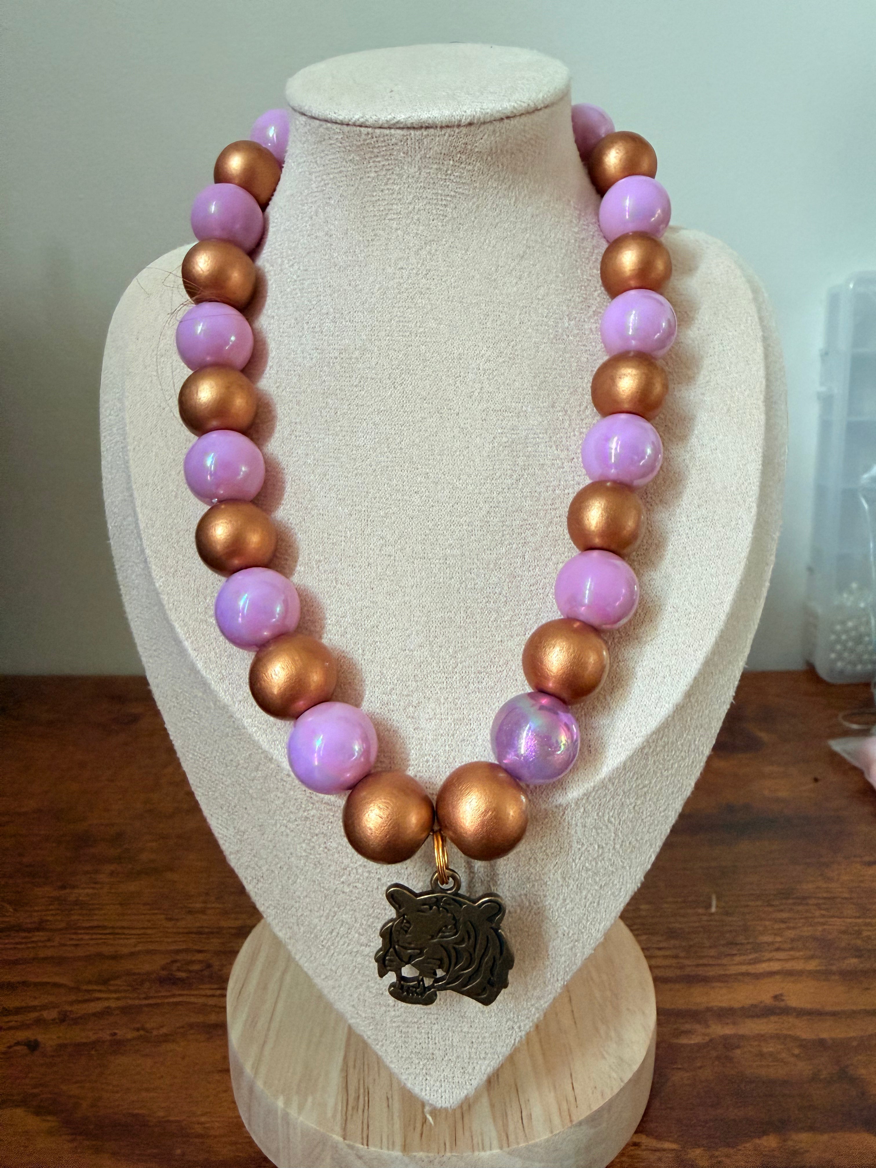 Tiger Charm Beaded Necklaces